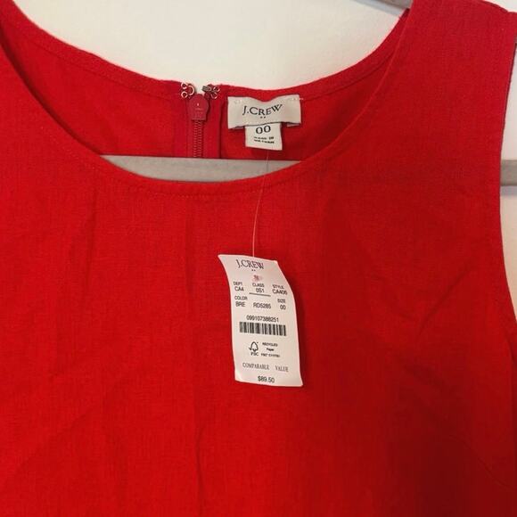 NWT J.Crew Linen Blend Mini Shift Dress In Red Size 00 - Picture 3 of 7